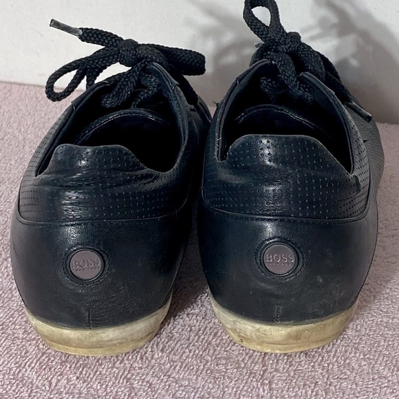 BOSS Hugo Boss Black Leather Low Top Trainers Sneakers 41 - Picture 4 of 15